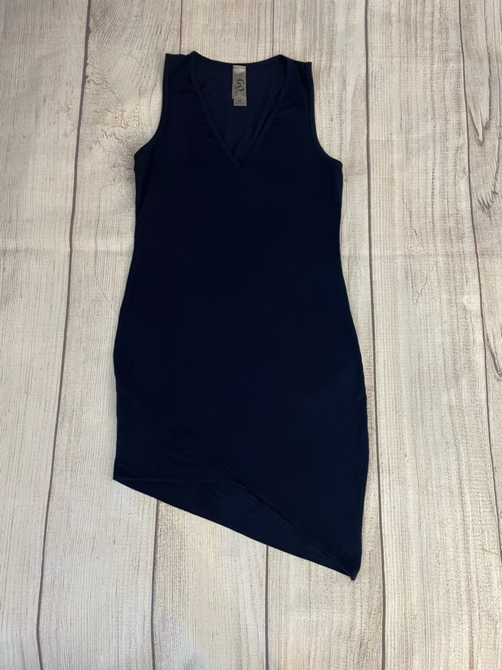 GO COUTURE Women’s Navy Asymmetrical Sleeveless Navy Blue Dress Size Medium